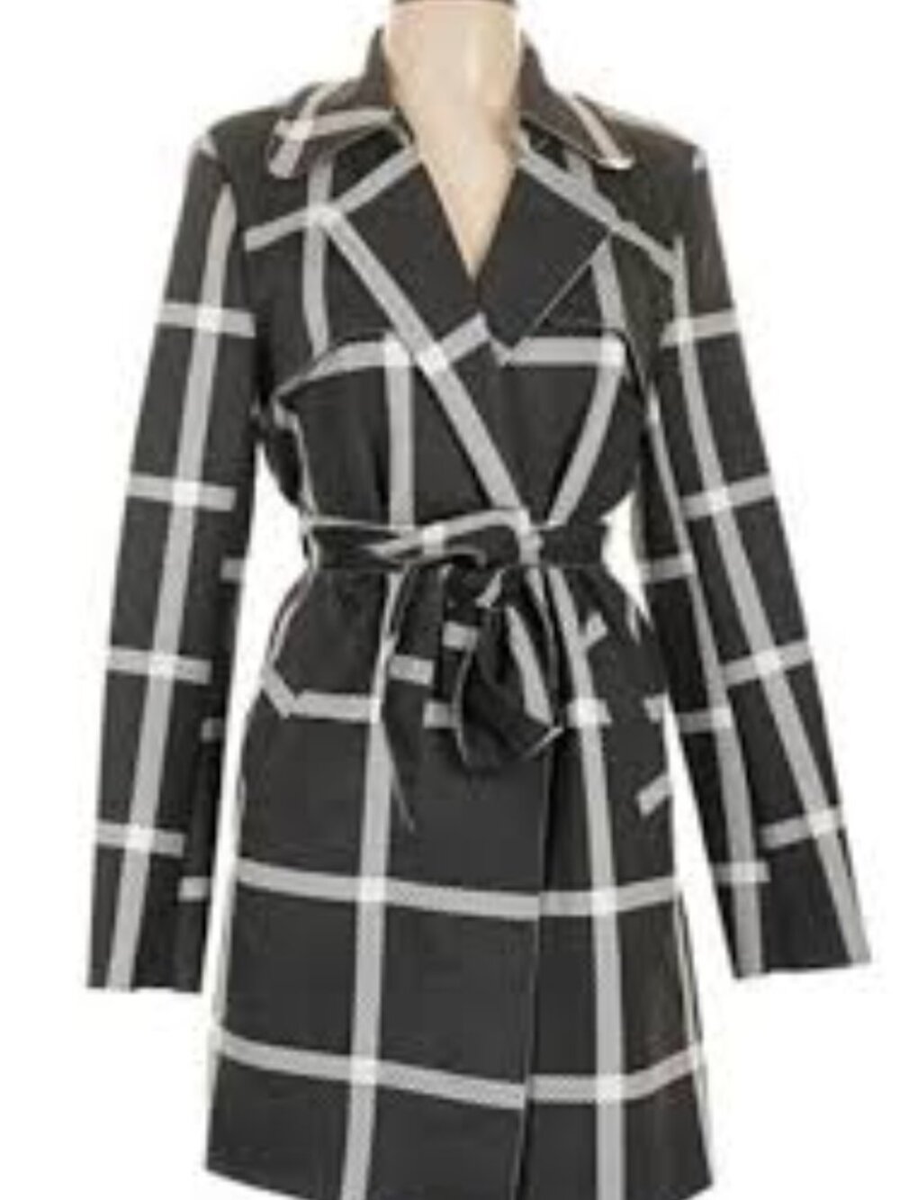 Anthropologie Solitaire Plaid Faux Suede Trench Coat Belted Womens Soft Coat